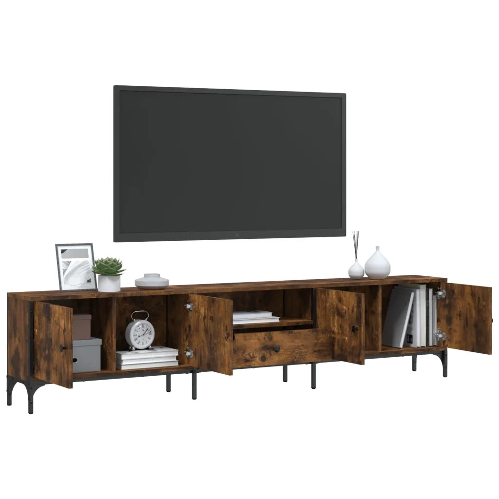 Mobile TV Cassetto Rovere Fumo 200x25x44 cm Legno Multistrato 838990