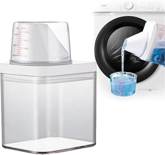 Dispensatore di detersivo con misurino, dispensatore di polvere di detersivo multifunzionale, contenitore per polvere di detersivo, contenitore per detersivo liquido, contenitore di conservazione, detersivo, granulati di detersivo