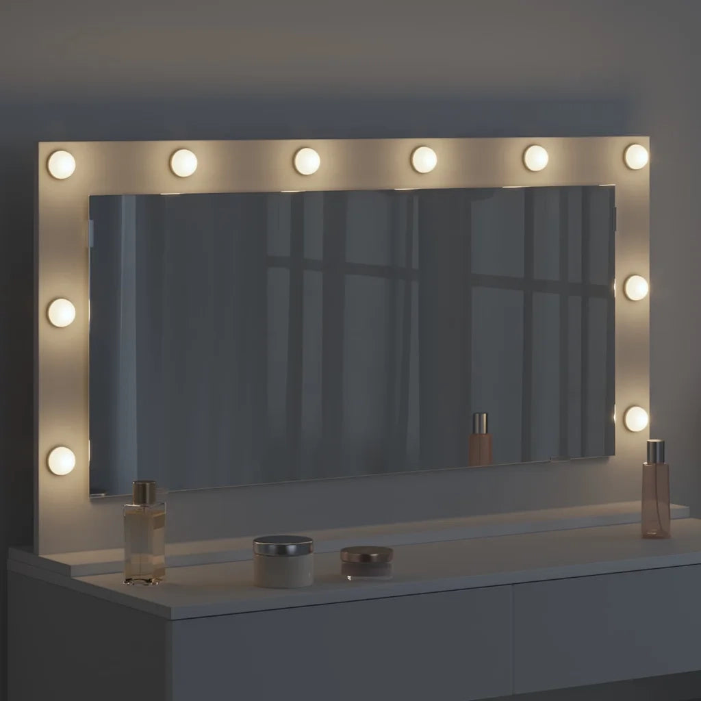 Specchio da Vanità Rettangolare Bianco 100 x 55 x 18 cm 868301