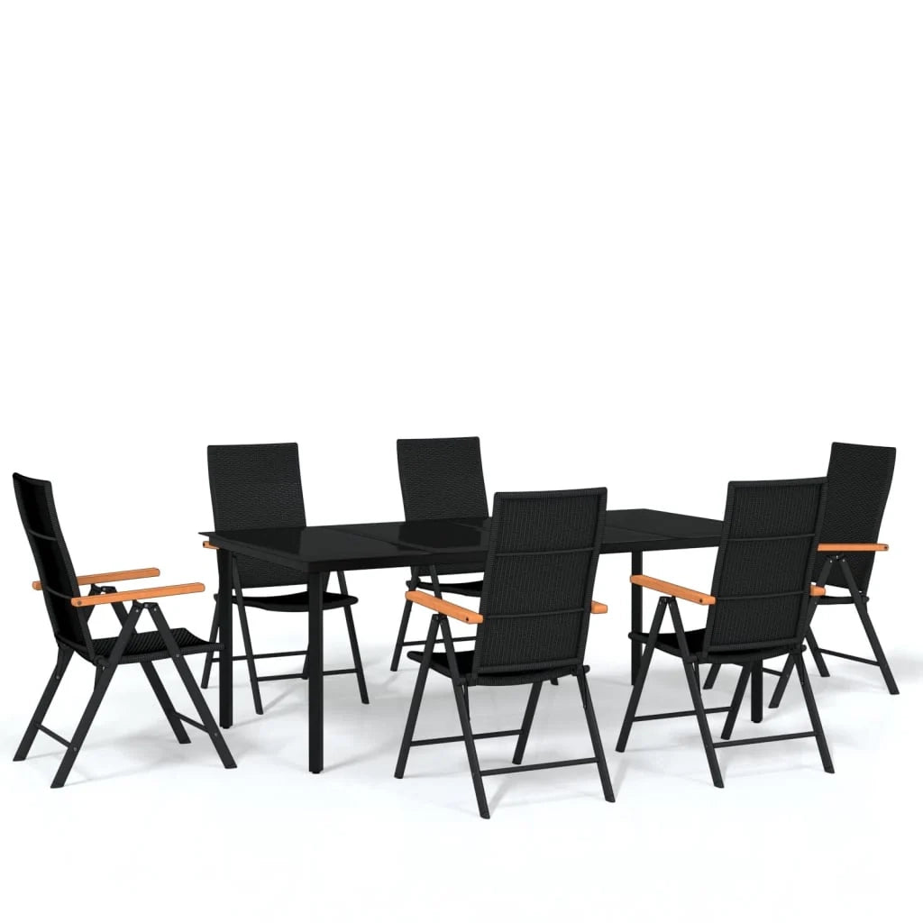 Set da pranzo da giardino 7 pezzi mobili da esterno nero 02_0014002