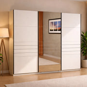 Armadio Camera da Letto Tures, Guardaroba Grande Appendiabiti, 267x217h cm Bianco Opaco