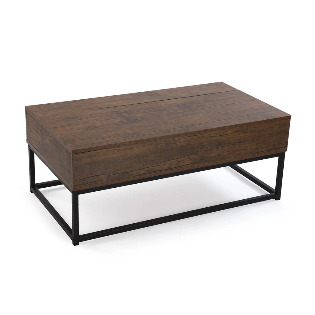 Tavolino da salotto legno e metallo nero con vano 100x55x40cm