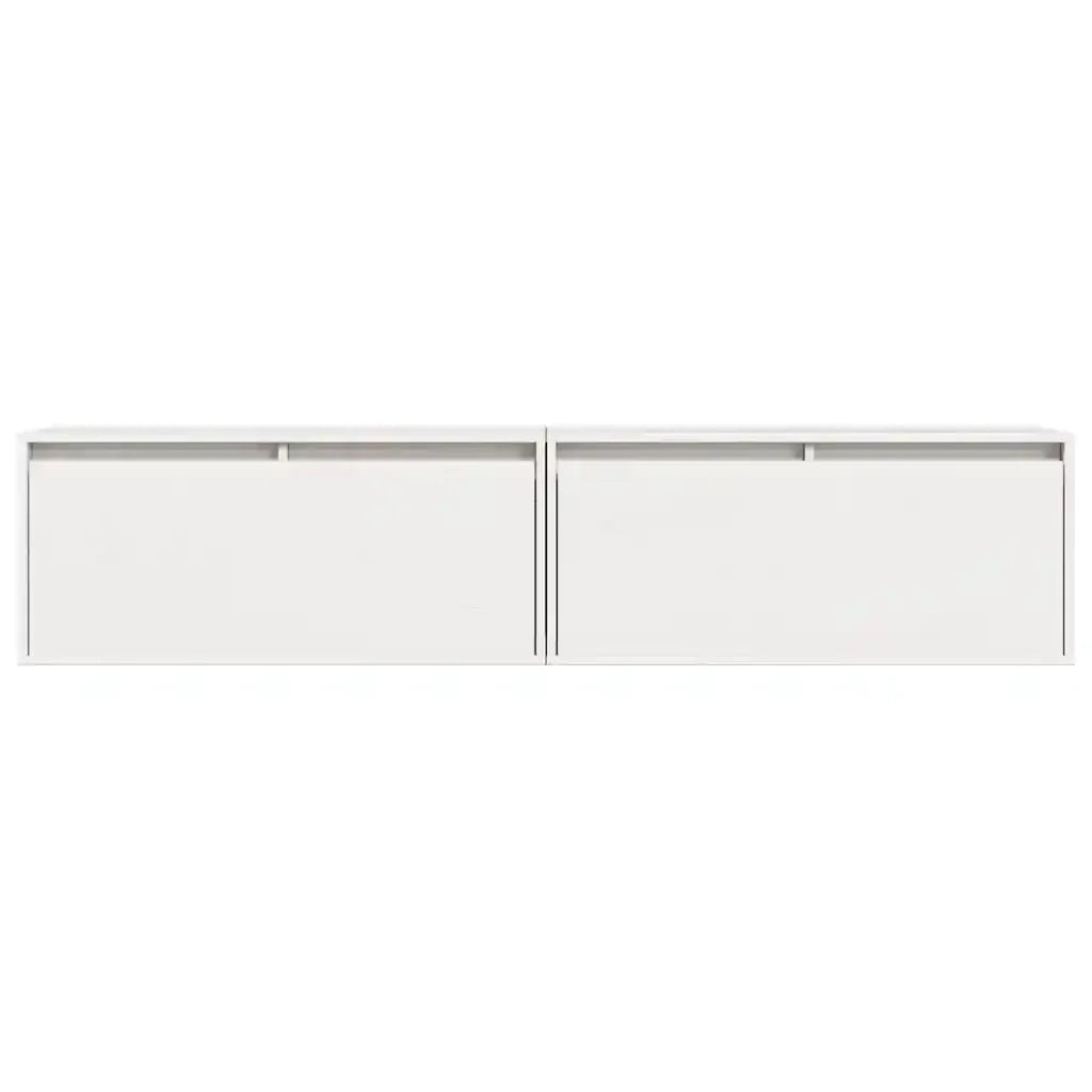 Set di 2 pensili da parete dal design moderno per riporre oggetti decorativi 80 x 30 x 35 cm realizzati in legno massello di pino bianco 02_0048075