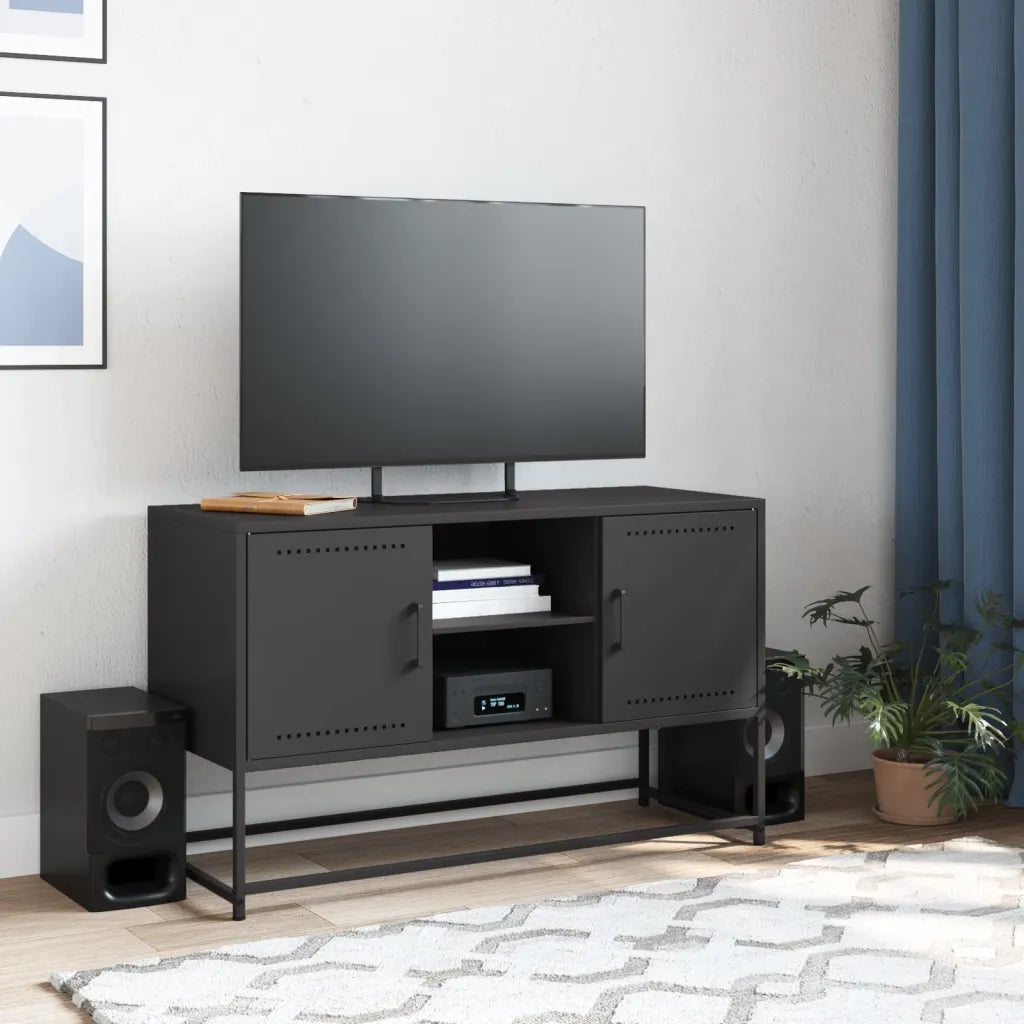 Mobile TV-Credenza per TV-Console TV Nero 100,5x39x60,5 cm in Acciaio 203880