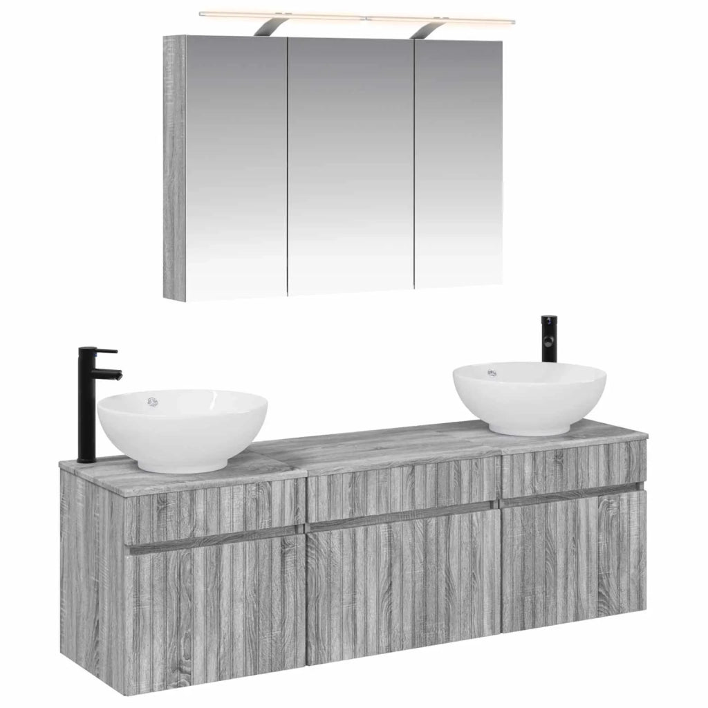 Set di Armadi da Bagno 4 pcs Sonoma grigio 100 x 14,5 x 70 cm 3406620