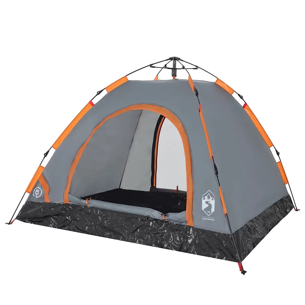 Tenda Campeggio 3 Persone-Tenda per Escursionismo Grigio e Arancione a Rilascio Rapido