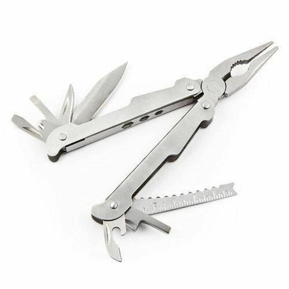Trade Shop - Pinza Tascabile Multifunzione Con 15 Funzioni In Acciaio Con Astuccio Utensile -