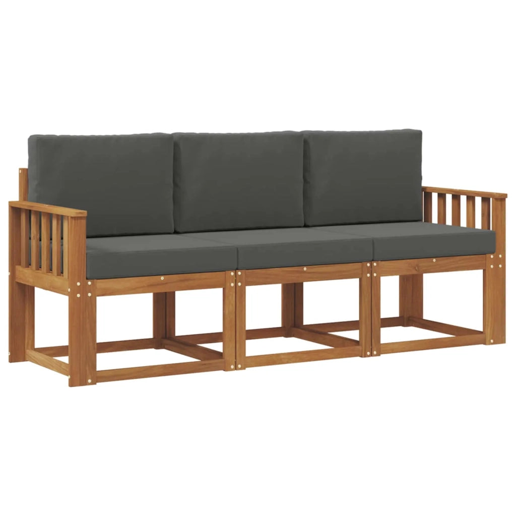 Set di divani da esterno con cuscino 3 pcs Naturale e Antracite