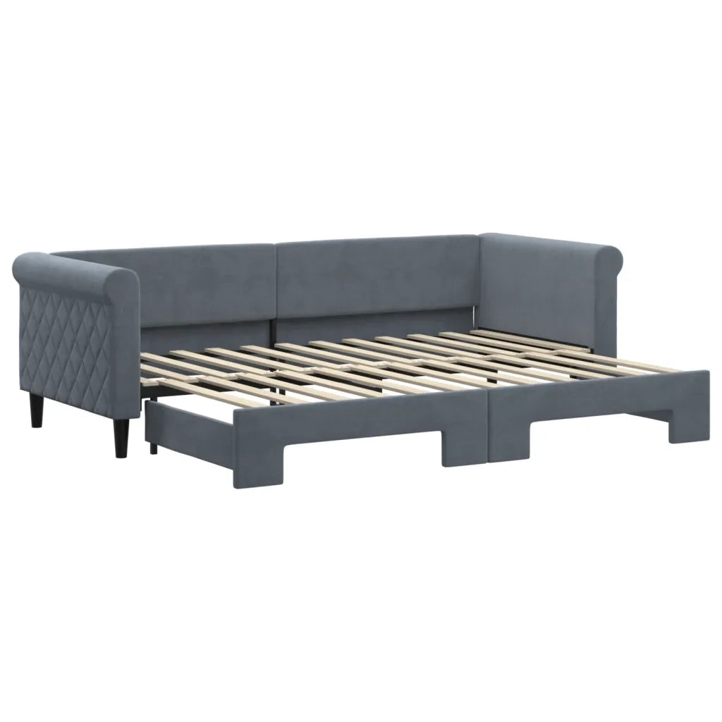 Divano Letto con Letto Estraibile Grigio Scuro 80x200cm Velluto 3197765
