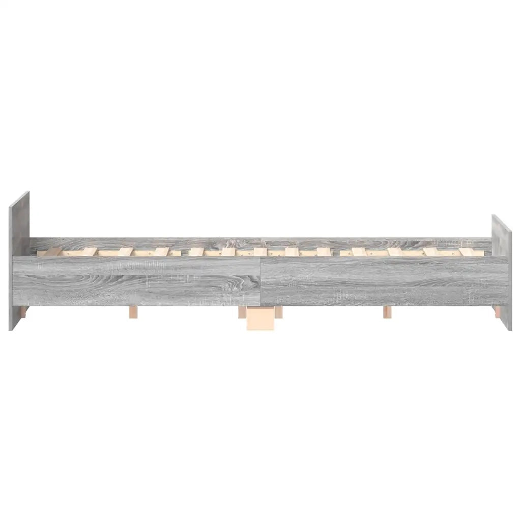 Giroletto con Testiera e Pediera-Struttura Letto Grigio Sonoma 150x200 cm