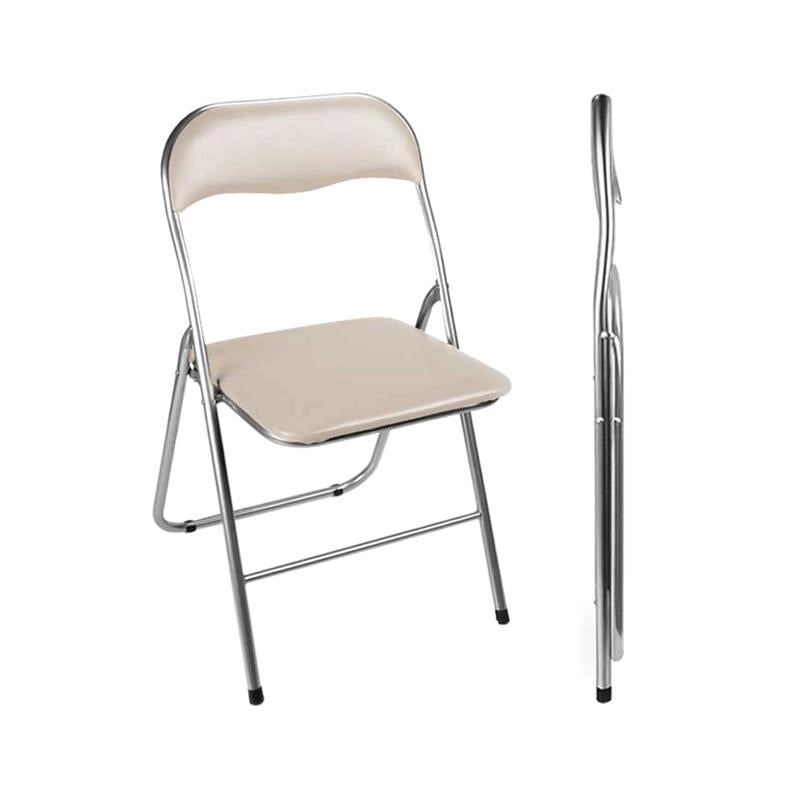 SET 6 SEDIE PIEGHEVOLI IMBOTTITE BEIGE, 44X45X78H CM, SEDUTA COMODA, PORTATILE, STRUTTURA IN METALLO, SLIM, SALVASPAZIO, RESISTENTE