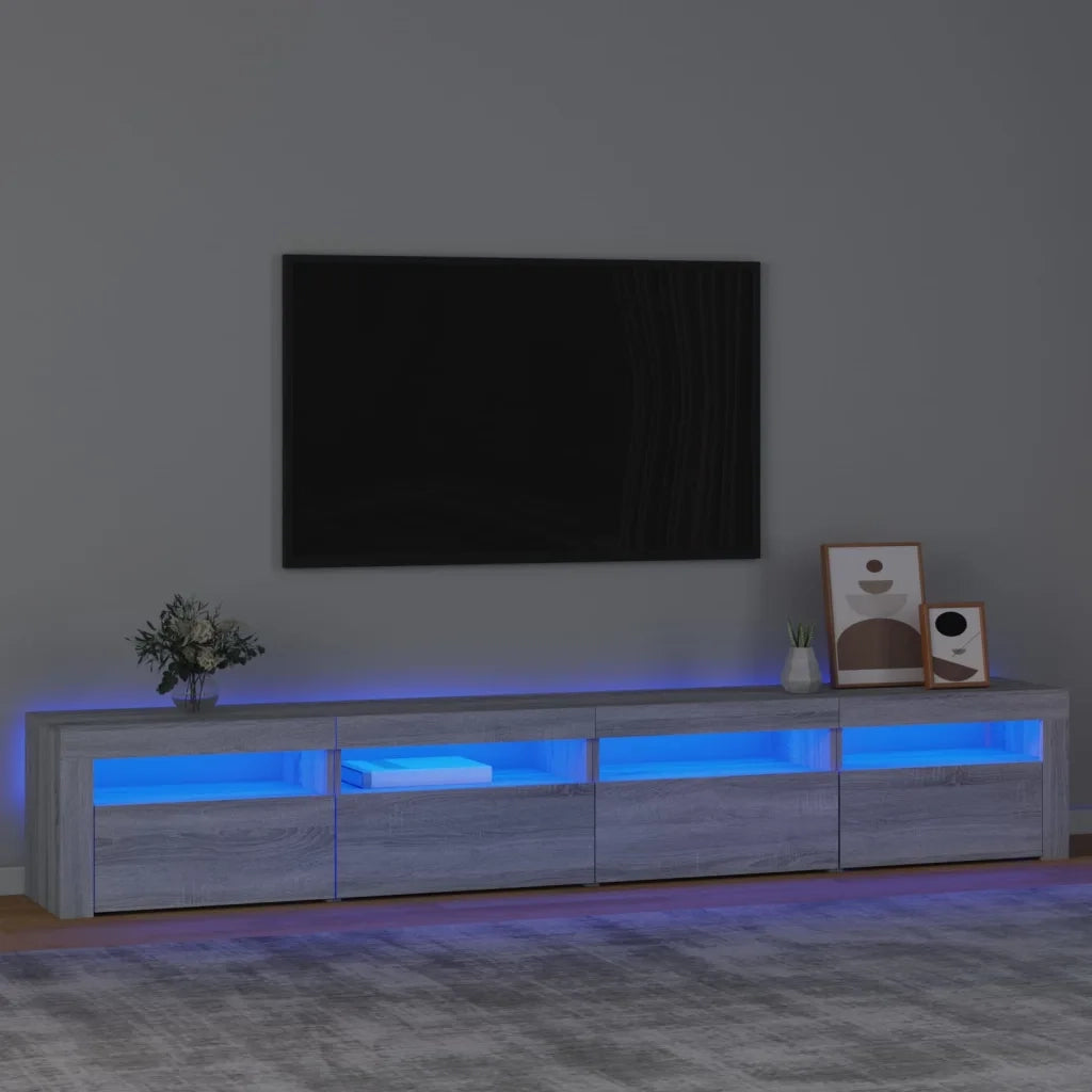 Mobile Porta TV con Luci LED-Mobile per TV-Credenza TV Grigio Sonoma 240x35x40 cm