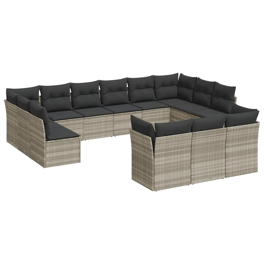 Set Divani Giardino 13 pz con Cuscini Grigio Chiaro Polyrattan
