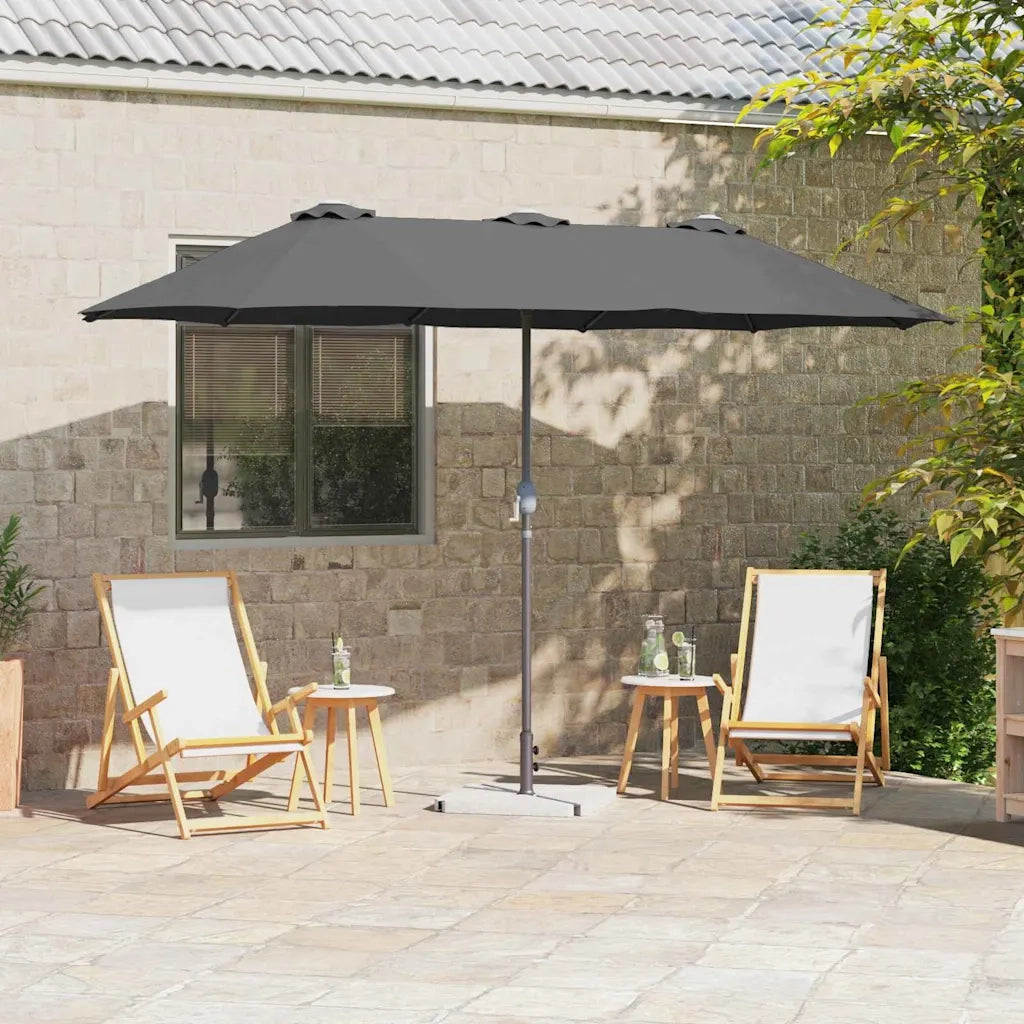 Ombrello da giardino-Ombrellone da spiaggia Antracite 370 x 197 x 239 cm