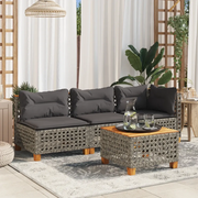 Divano da Giardino con Cuscini 3 Posti-Sofa da Giardino-Divano da esterno Grigio in Polyrattan 739939