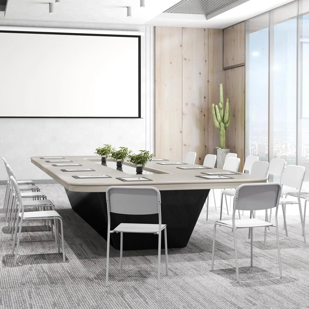 Set di 4 sedie da sala da pranzo, sedia da cucina impilabili con gambe in metallo, sedie senza braccioli, seduta e schienale in PP, per soggiorno, carico 160 kg (bianco)