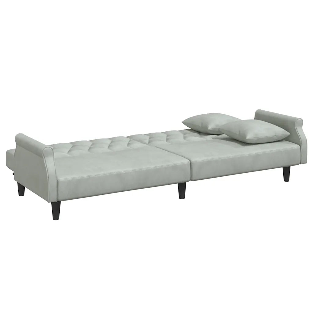 Divano letto | Sof¨¤ letto | Letto singolo con Braccioli Grigio Chiaro in Velluto