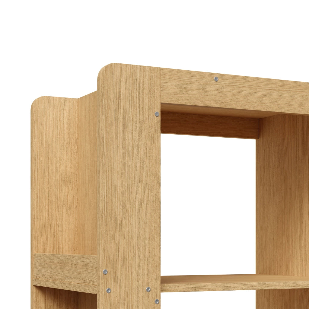 Libreria con 3 vani aperti e 3 cassetti, lato reversibile, con sicurezza antiribaltamento, rovere, 60 × 40 × 200 cm