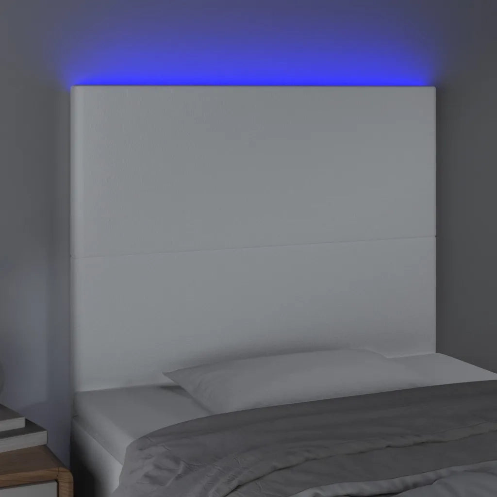 Testiera a LED Bianco 90x5x118/128 cm in Similpellecod mxl 73801