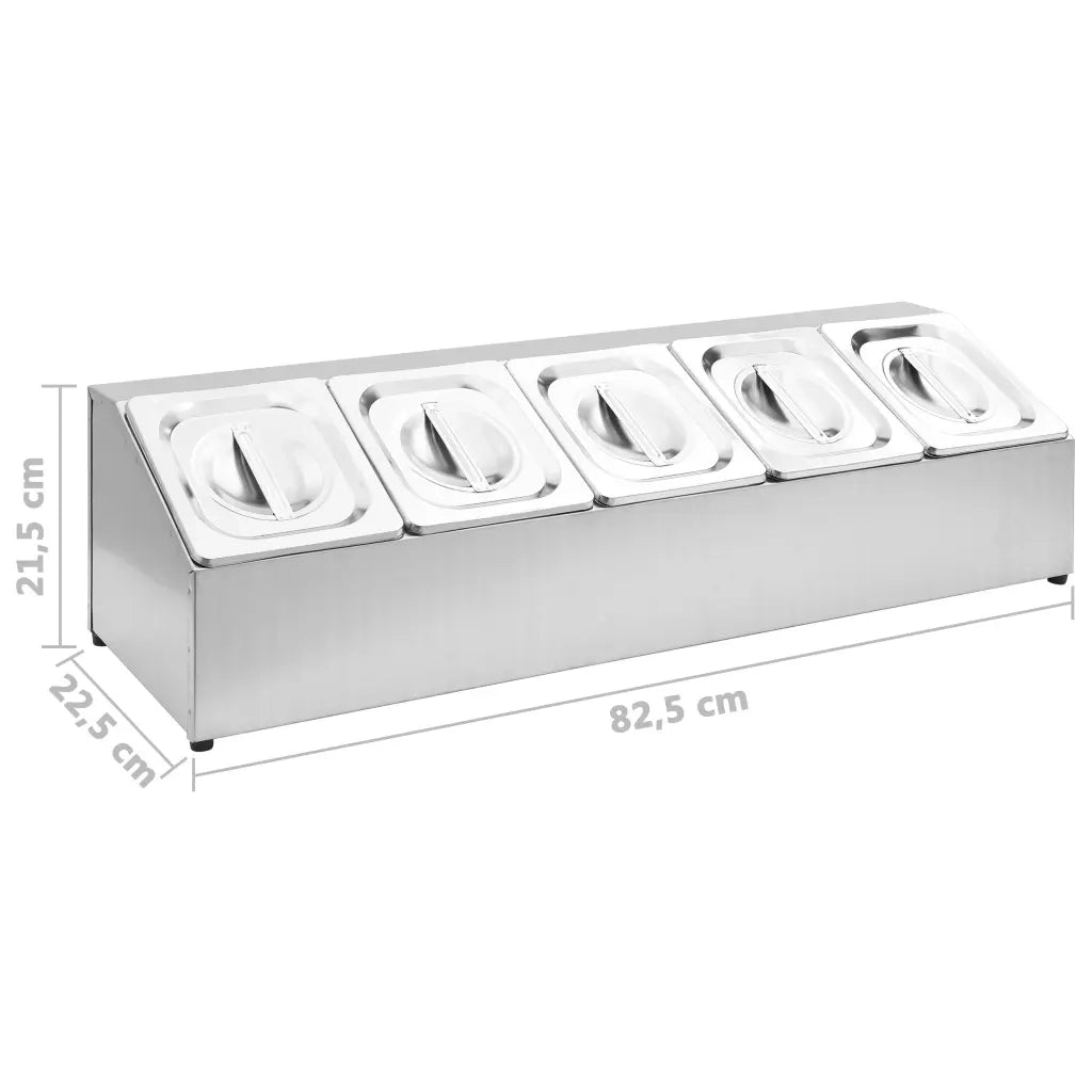 Supporto Gastronorm con 5 Contenitori GN 1/6 in Acciaio Inox 51222