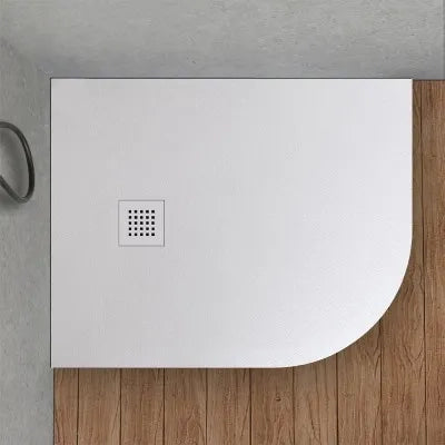Piatto doccia resina 80x100 semicircolare sinistro bianco pietra filo pavimento  Loren