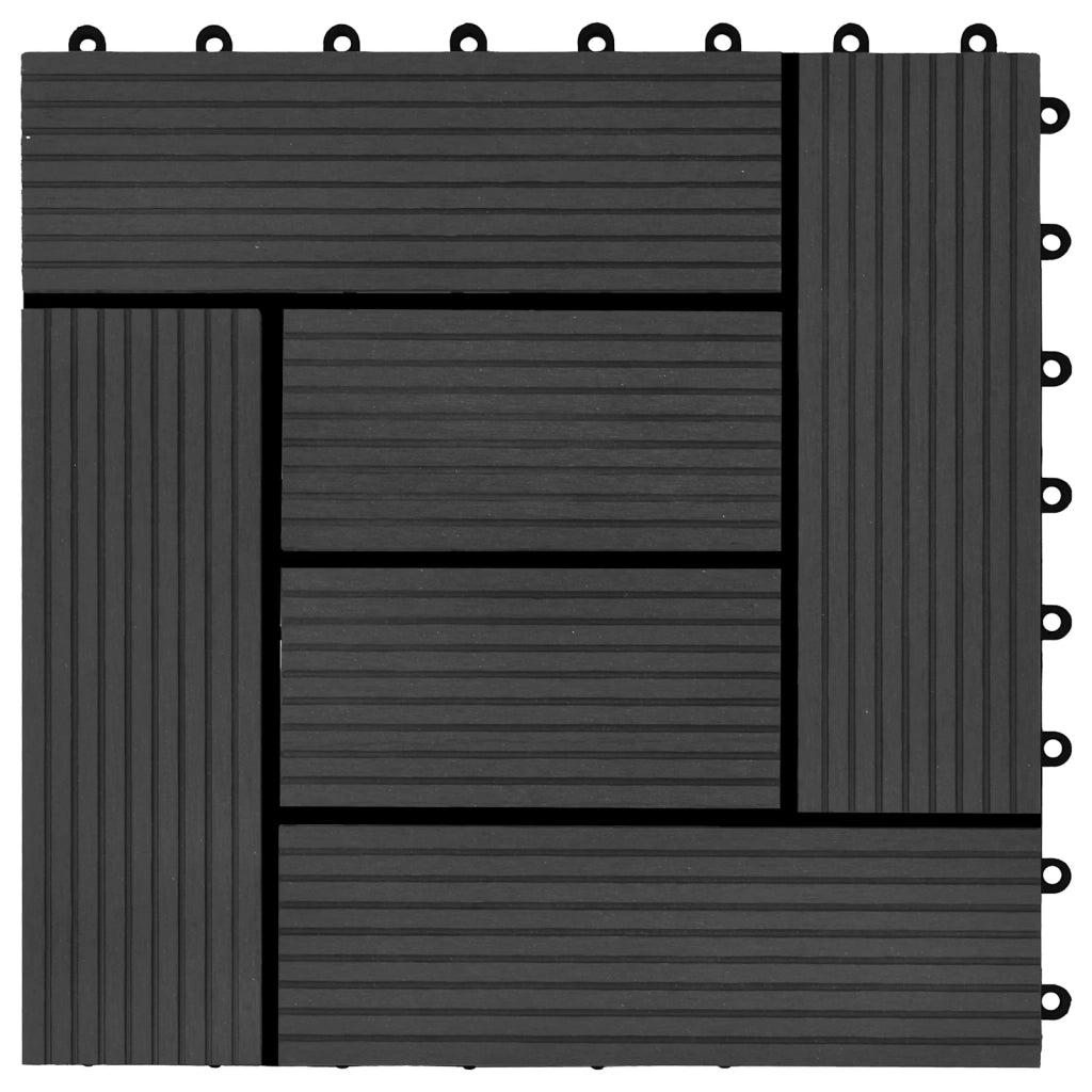 Piastrella per Decking 11 pz Nero 30 x 30 cm WPC CFW3145777