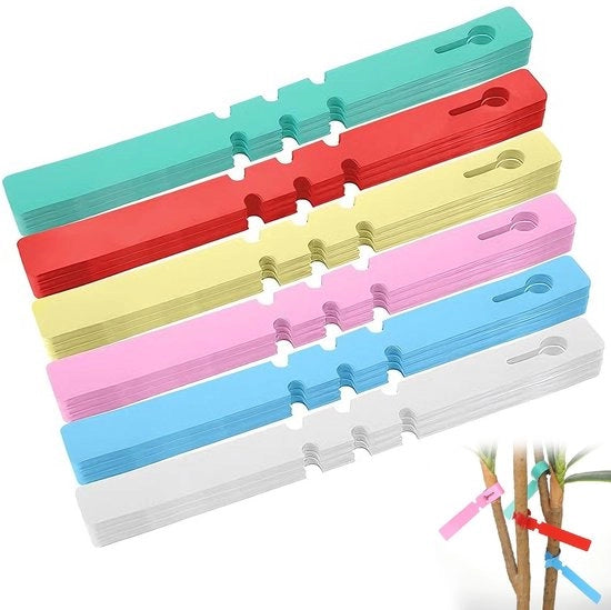 120 pezzi di etichette per giardino - etichette colorate per piante appese in PVC per esterni e interni - etichette per giardini resistenti al tempo con anelli regolabili per piante, alberi e arbusti - etichette riutilizzabili
