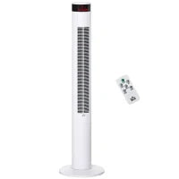 Ventilatore a Colonna con 3 Velocità e 4 Modalità, Timer di 12h, Pannello LED e Telecomando, Bianco