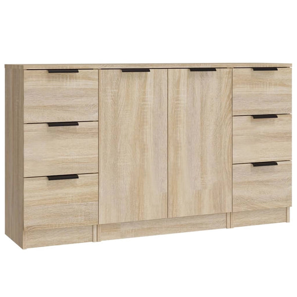 Buffet credenza cassettiera armadio mobile contenitore organizer per cucina soggiorno salotti 3 pezzi legno ingegnerizzato Sonoma marrone 02_0037107