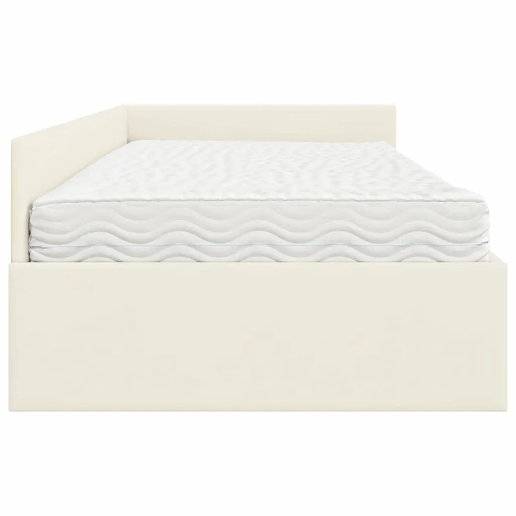 Struttura Letto Angolare con Materasso 2 pcs Crema Velluto 3393641