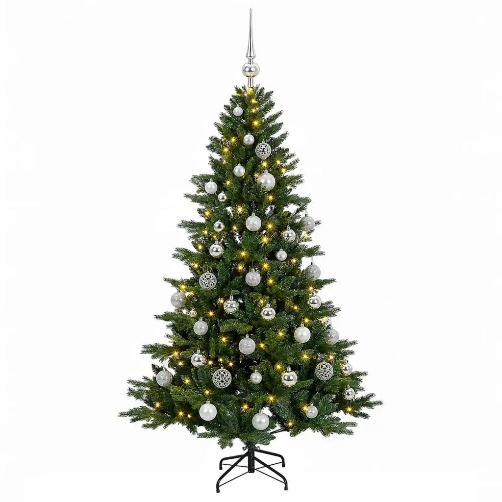 Albero di Natale artificiale con palline 120 cm 150 LED 3465959