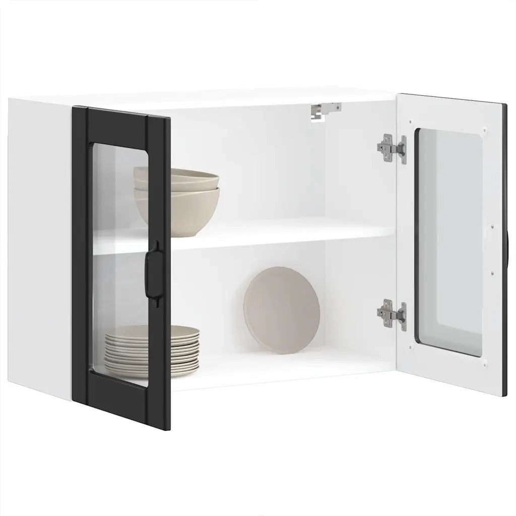 vidaXL Pensile da Cucina con Porta in Vetro Lucca Nero Truciolato