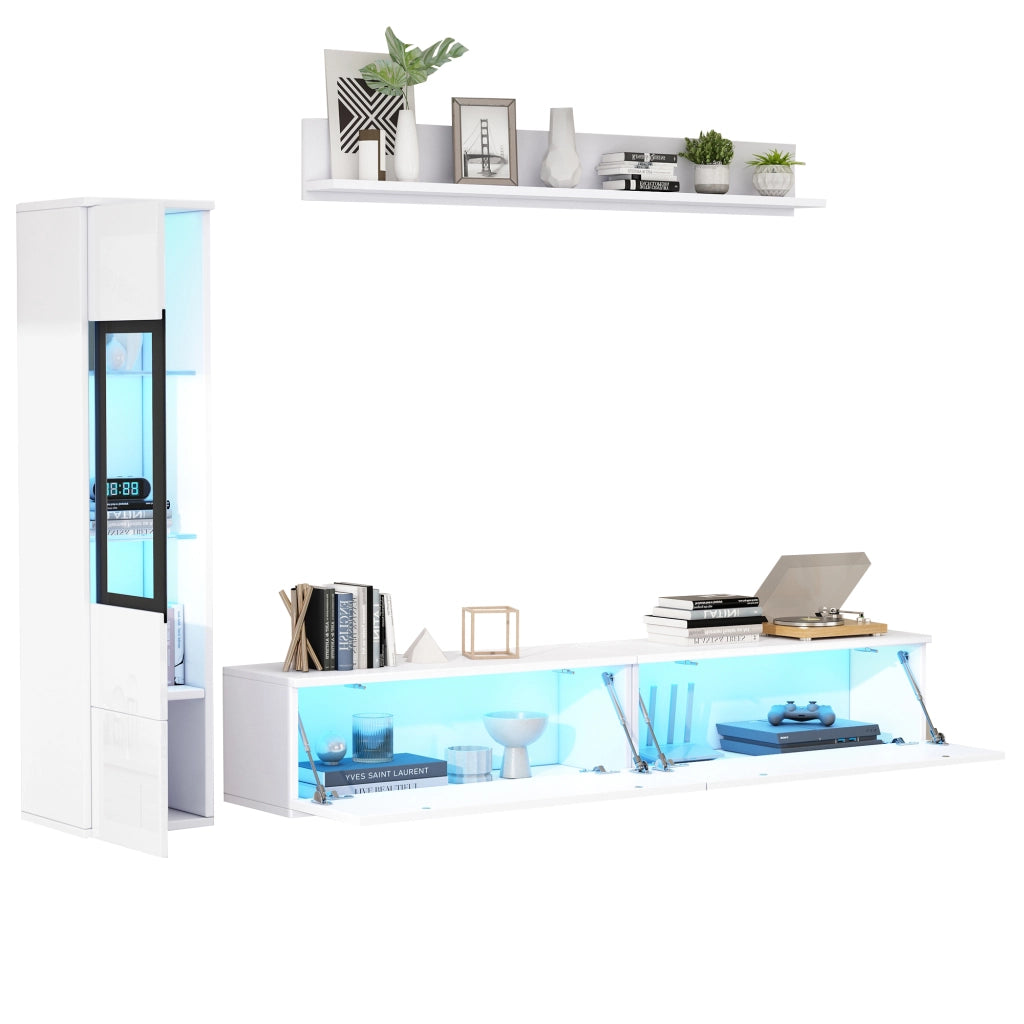 Cassettiera per TV bianca in truciolato lucido lunghezza 180 cm