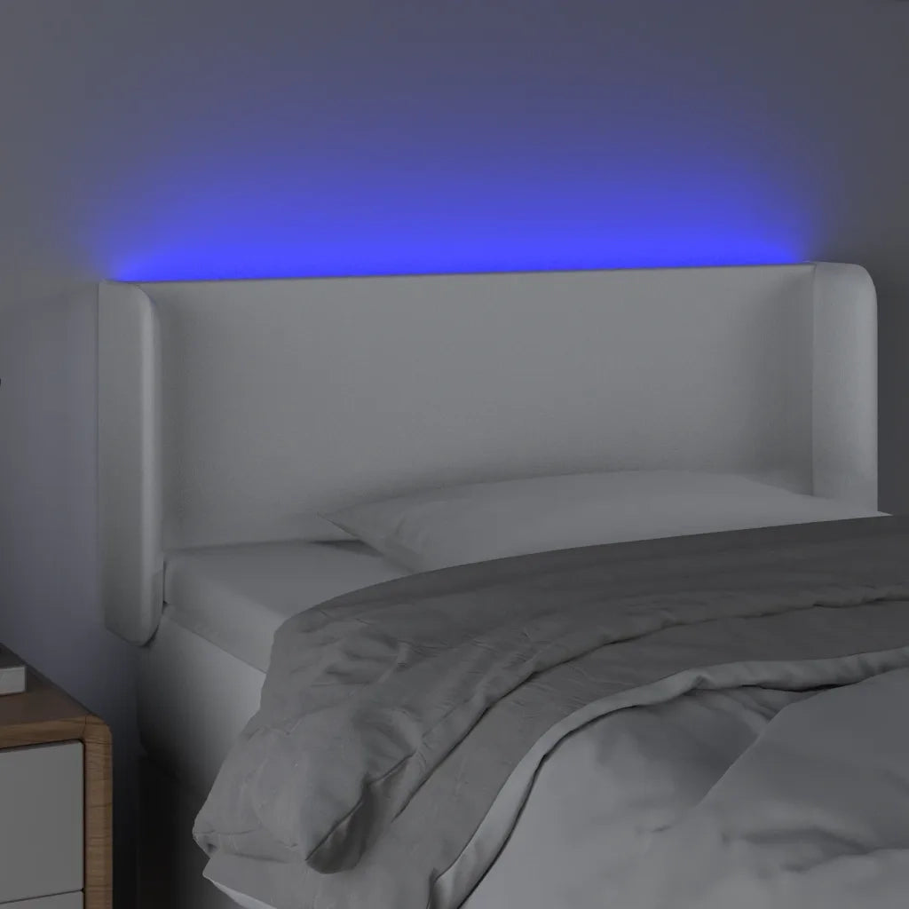 Testiera a LED Bianca 83x16x78/88 cm in Similpelle 3123029