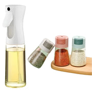 Trade Shop - Set Dispenser Spray Per Olio Con 3 Contenitori Dosatore Per Condimenti Spezie Sale Cucina -