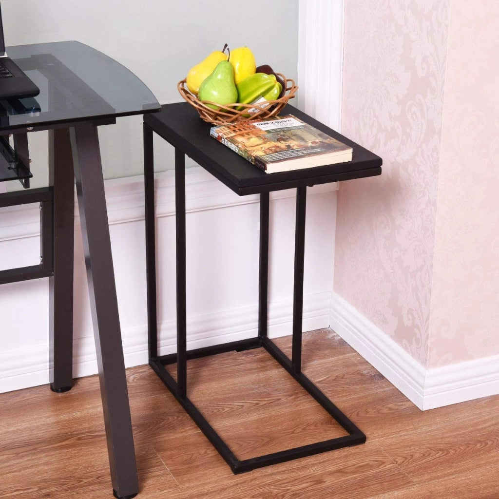 Tavolino laterale porta pc in legno da soggiorno Tavolino da caff¨¨ 59x28x48cm Nero-Tavolini