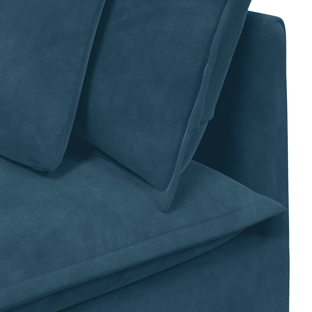 Divano Modulare con Cuscini in Velluto Blu