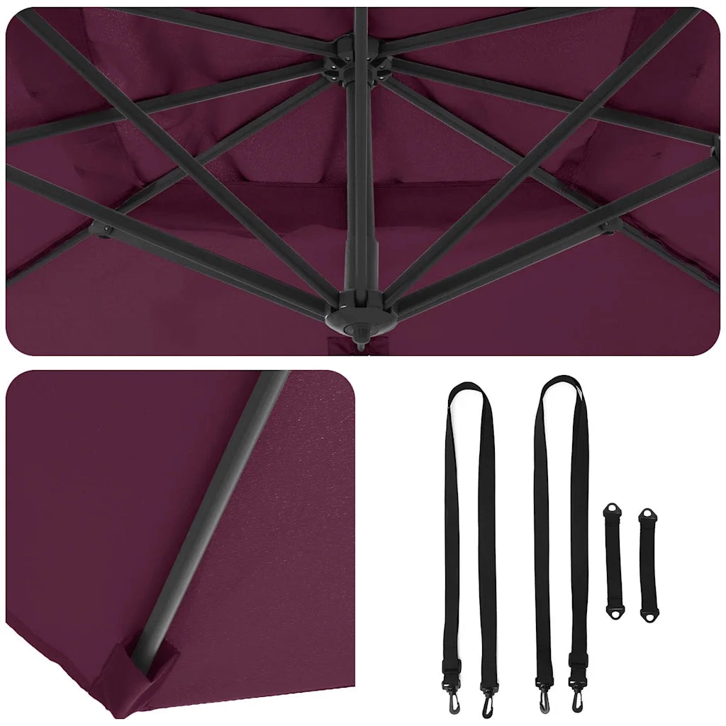 Ombrellone-Ombrello da giardino balcone Rosso Bordeaux 351 x 250 x 260 cm
