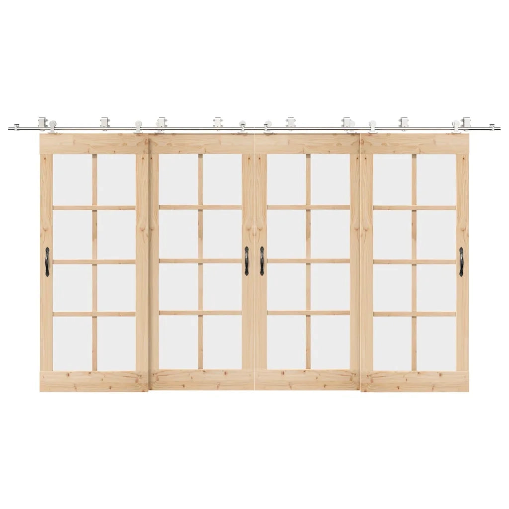 Kit Binari Porta Scorrevole 400 cm Acciaio Inossidabile Argento
