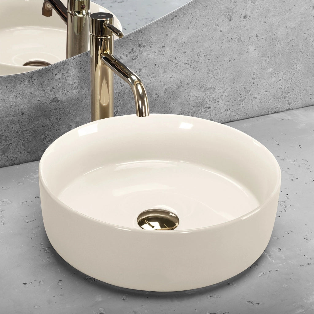 Lavabo Da Appoggio Rea Sami Ecru Shiny