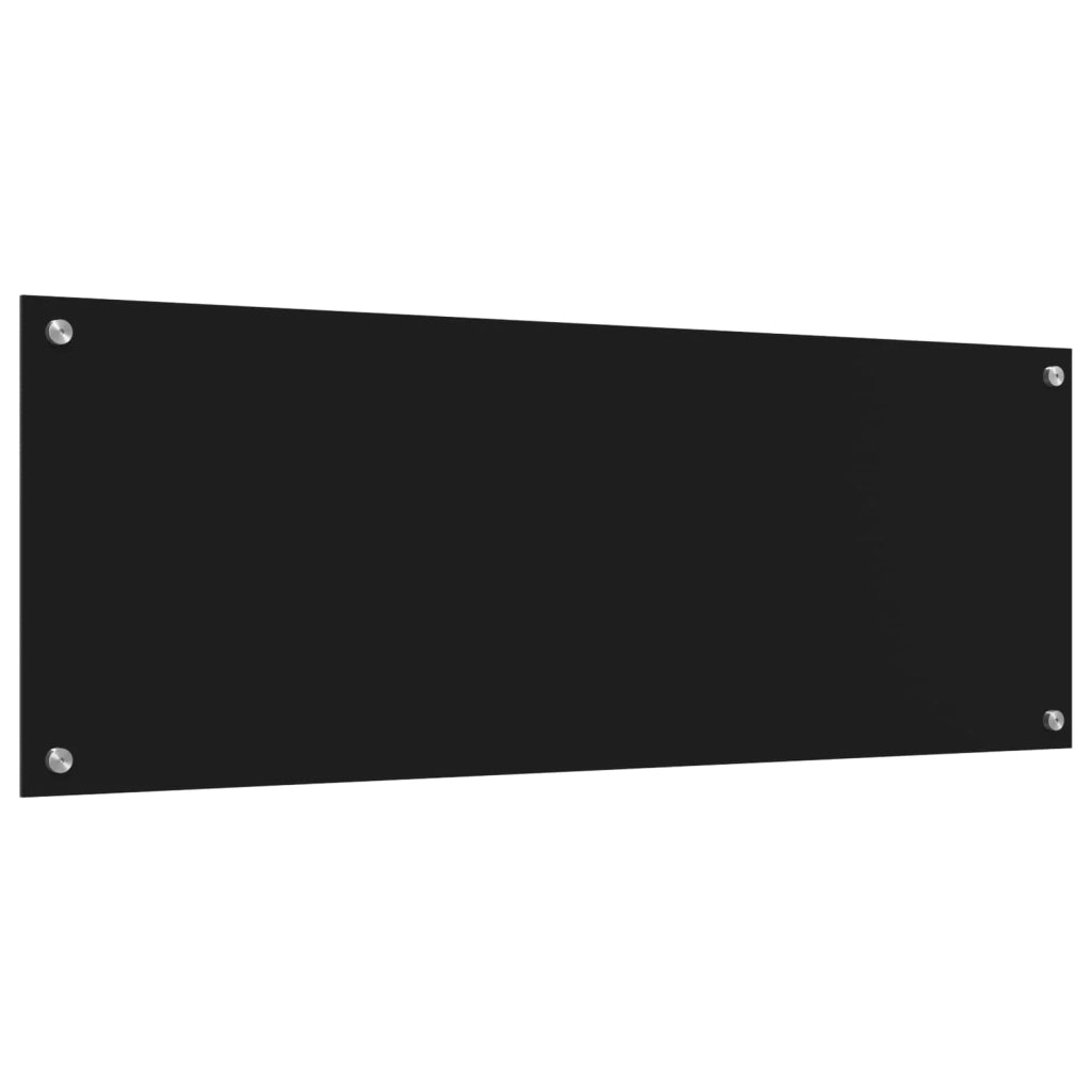 Paraschizzi moderno per cucina 110 x 40 cm resistente al calore elegante design elegante in vetro temperato nero 02_0058476