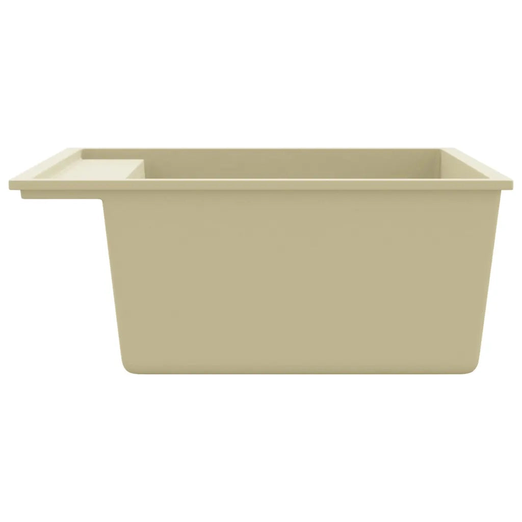 Lavello da Cucina con Foro Troppopieno Beige in Granito cod mxl 70263