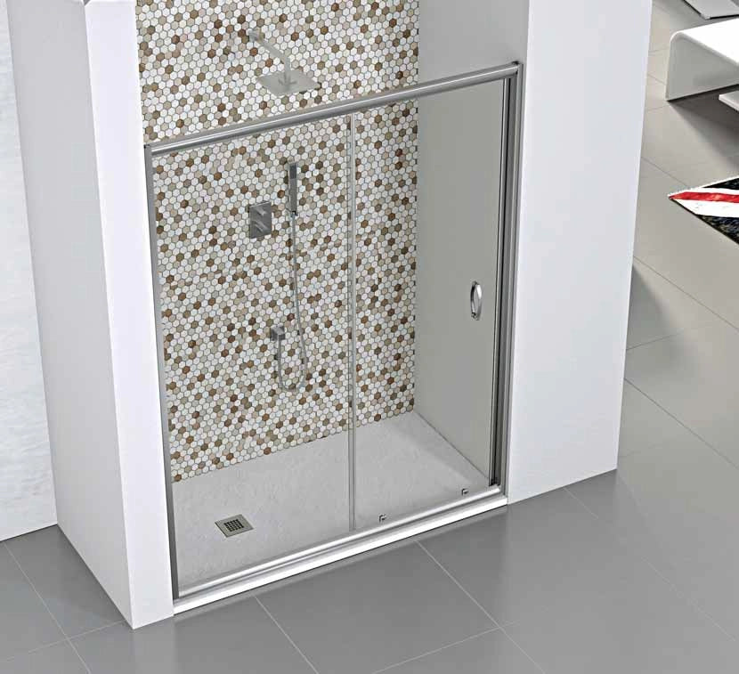 Porta Doccia Scorrevole Cristallo 6mm Trasparente h190 cm Melada Trasparente 6mm,152/156 cm