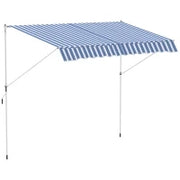 Tenda da Sole a Bracci 3x1.5m con Manovella e Struttura Telescopica, Bianco e Blu