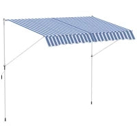 Tenda da Sole a Bracci 3x1.5m con Manovella e Struttura Telescopica, Bianco e Blu