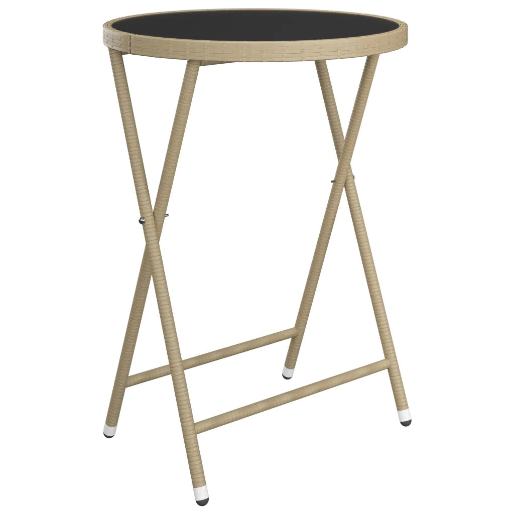 Set Bistrot da Giardino 3 pz Polyrattan e Vetro Temperato Beige 3058380