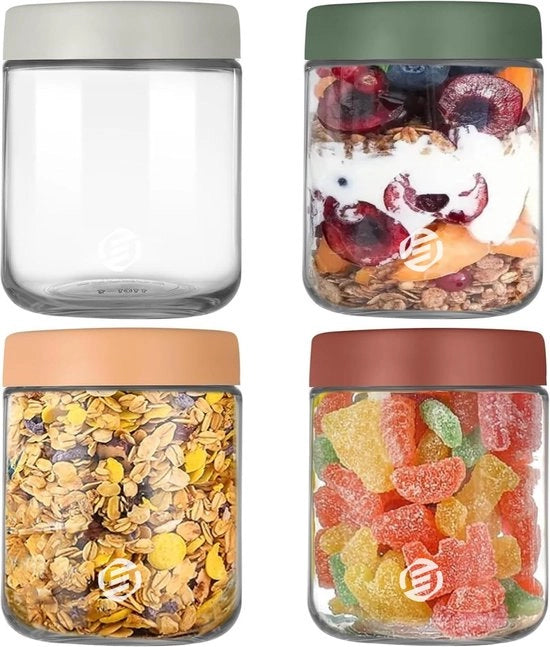 Set di contenitori per overnight oats in vaso di mason - contenitori per muesli - set di contenitori per havermout - set di contenitori per ontbijt