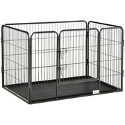 Box per Cani in Metallo con Porta e Vassoio sul Fondo, 109x74x71cm, Grigio