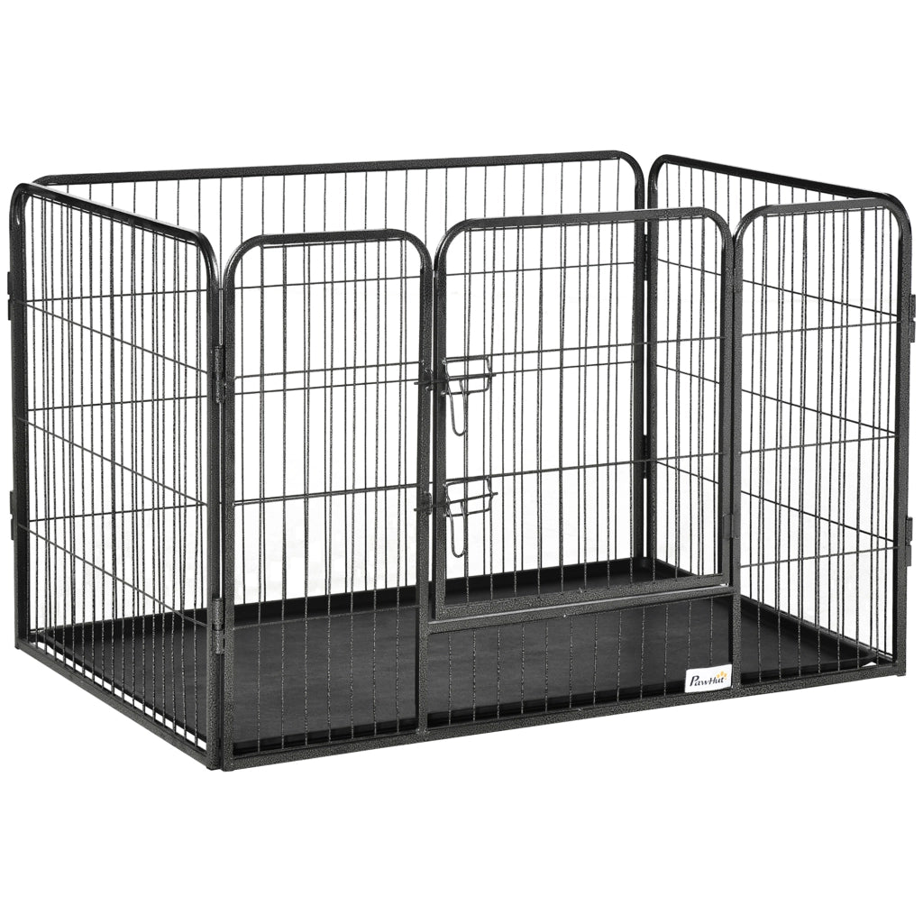 Box per Cani in Metallo con Porta e Vassoio sul Fondo, 109x74x71cm, Grigio