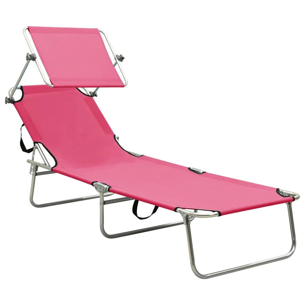 Sedia a sdraio pieghevole lettino prendisole letto da giardino mobili da giardino con baldacchino in alluminio rosa 02_0012831
